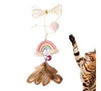 pour chats d'intérieur, jouet pour chat avec plumes Corde élastique Bell | Jouet interactif de porte pour chat animal de compagnie interactif pendant porte exercice jouer tige actif dive