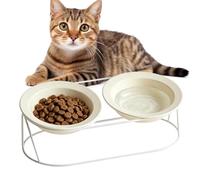 Pour chats surélevés, eau anti-renversement, protection du cou pour nourriture surélevée pour chats à large ouverture, structure inférieure et chiot de chien qui mange