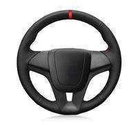 pour Chevrolet pour Cruze 2009-2014 Aveo 2011-2014 Orlando 2010 Housse Volant Voiture Cousu À La Main en Cuir Artificiel Noir Souple(Yellow Thread)