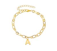 Pour Choix Bracelet Inoxydable Perlé Anneaux Plated Bracelet | Capital A Alphabet Bracelet | Alphabet Charm Bracelet | Jewelry | Women's Gold Jewelry | Birthday Cadeau Message 2 Jonc (Gold, One Size)