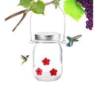 Pour colibris d'extérieur : assiette pour oiseaux dans un pot de franc-maçon, ports pour l'alimentation des fleurs, ouverture large, élégante pour observer les oiseaux, verre facile