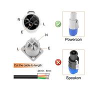 Pour Connecteur Powercon 3 Broches Mâle à Montage en Panneau Femelle pour Câble D'Alimentation Neutrik, Prise Adaptateur AC 250V 20A