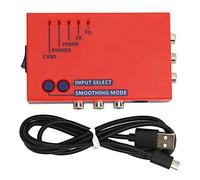 pour Convertisseur RetroScaler2x AV vers, Adaptateur de Jeu Rétro 480P vers TV, Compatible NTSC PAL, Latence Zéro, pour Vic20, Atari2600, Msx N64 SFC, pour, MD2 MD1 et (Rouge)