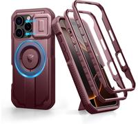 Pour Coque Iphone 16 Pro Magnétique Avec Couverture De Caméra Coulissante & Support Réglable & Film De Protection D'Écran Intégré, Boîtier De Résistant Aux Pare Chocs Robuste - Rou[MAG5296631]