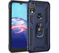 Pour Coque Moto E 2020 Avec Aimant Anneau Support, 360°Double Couche Renforcée Défense Bumper Antichoc Armure Housse Etui Avec Protection Écran-Bleu