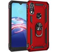 Pour Coque Moto E7 Avec Aimant Anneau Support, 360°Double Couche Renforcée Défense Bumper Antichoc Armure Housse Etui Avec Protection Écran-Rouge