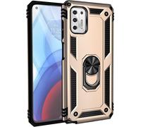 Pour Coque Moto G Stylus 2021 Avec Aimant Anneau Support, 360°Double Couche Renforcée Défense Bumper Antichoc Armure Housse Etui Avec Protection Écran-Or