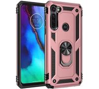 Pour Coque Moto G Stylus Avec Aimant Anneau Support, 360°Double Couche Renforcée Défense Bumper Antichoc Armure Housse Etui Avec Protection Écran-Or Rose