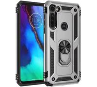 Pour Coque Moto G Stylus Avec Aimant Anneau Support, 360°Double Couche Renforcée Défense Bumper Antichoc Armure Housse Etui Avec Protection Écran-Argent