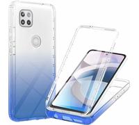 Pour Coque Motorola Moto One 5g Ace Case Avec Intégré Protecteur D'écran Pet 360 ° Full Body Slim Dégradé Transparent Cas Flexible Tpu Silicone Couverture Antichoc-Bleu