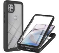 Pour Coque Motorola Moto One 5g Ace Case Avec Intégré Protecteur D'écran Pet Full Body Slim Armor 360 ° Hybrid Flexible Soft Tpu Silicone Et Hard Pc Housse Antichoc-Noir
