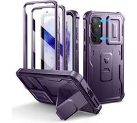 Pour Coque Samsung Galaxy A35¿Double Cadre Avant Et Support¿ Avec Caméra Coulissante Intégrée & Protecteur D'écran,Coque De Protection Robuste Résistante Aux Chocs-Fantôme Violet
