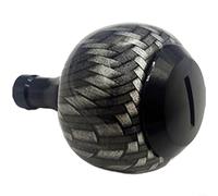 Pour Daiwa 23 Exceler pour moulinet rotatif LT Bouton de poignée rond, alliage d'aluminium CNC et fibre de carbone, étanche, 50 x 36 mm, avec vis et roulement (noir)