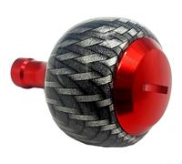 Pour Daiwa 23 Exceler pour moulinet rotatif LT Bouton de poignée rond, alliage d'aluminium CNC et fibre de carbone, étanche, 50 x 36 mm, avec vis et roulement (noir) (rouge)