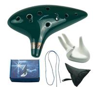 Pour Débutants ocarina Ocarina Alto En Do 12 Notes En Céramique Avec Recueil De Chansons Cordes Et Étui De Transport(Dark green with box)