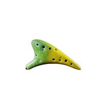 Pour Débutants ocarina Ocarina Multicolore En Céramique À 12 Trous Alto C Avec Cordon Et Sac À Musique(Green-yellow)