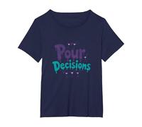 pour Decisions Bartenders for Women Cocktail Humour T-Shirt, Femme Grandes Tailles, Bleu Marine, 5X