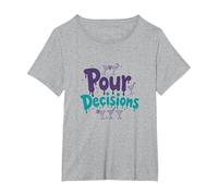 pour Decisions Bartenders for Women Cocktail Humour T-Shirt, Femme Grandes Tailles, Gris Chiné, 5X