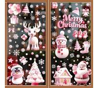 pour déco Fenêtre Noël Père Noël Renne Pingouin pour déco Fenêtre | pour colle, pour statique, réutilisable, pour facile à poser, ne laisse pas de traces le verre