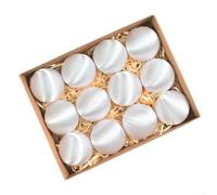 pour déco Sapin de Noël 12 Boules Satin 6cm pour intérieur (White) | Finition satin luxueuse, fil de soie qualité, aspect brillant, touche élégante, pour durable et léger