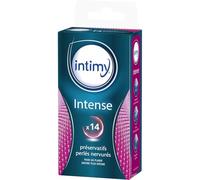 Pour des sensations intenses, INTIMY Préservatifs Intense Micro-perles et Nervurés, x14, Box de 14 préservatifs lubrifiés - Lot de 3