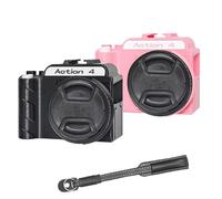Pour DJI OSMO ACTION5 Pro, poignée portable imprimée 3D, poignée ergonomique antidérapante, caméra de sport Action4/3 Cadre étendu avec filtre UV, capuchon d'objectif + dragonne (Rose ACTION4)