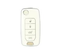 pour Dodge pour Ram pour Charger 1500 pour Challenger Coque Protection Clé Voiture en TPU À 4 Boutons Porte-Clés Voiture(White Silver)