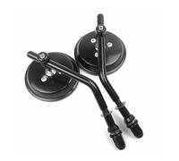 pour Dyna pour Bobber pour Chopper Vieux pour L'école 1982-2018 Up Noir/Chrome Rétroviseurs 8mm Tige Courte 3 "rétroviseur Rond Retroviseur Moto Embout Guidon(Black)