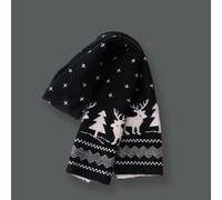 pour écharpe pour femme Jacquard Cerf Hiver Douce 150x21cm (Black)