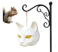 Pour écureuils Tête d'animal Design décoratif de chat caricature | Station d'alimentation avec visage de chat pour fruits secs pour jardin, patio, véranda, balcon, terrasse, parc, forêt, gazon