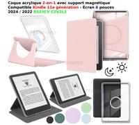 Pour étui Kindle 11e génération 6'' 360 ° Étui acrylique détachable magnétique rotatif 2 en 1, support en cuir PU RS23CV C2V2L3, Funda de sommeil baby blue