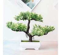 pour Faux bonsaï artificiel en pot pour salon, salle de bain, décoration intérieure - Blanc