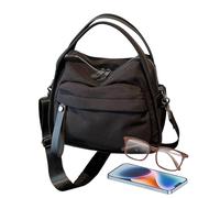 Pour femme - Sac à bandoulière avec fermeture éclair couleur unie pour voyage - Pour adolescents, filles, usage quotidien, voyage, week-end, gym, shopping, université, marche, travail ou bureau, Noir