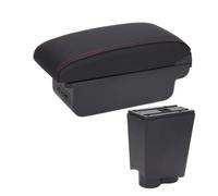 Pour Fiat 500 2000 2001 2002 2003 2004 2005 2006 2007 2008 2009 2010 2011 Boîte Rangement Pour Accoudoir Voiture Pièces Automobiles(B1 Black red 3USB)