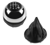 Pour Fiat 500 500C 2007-2018 5/6 Vitesses Soufflet Cuir Housse Protection Coffre Capuchon Brillant Pommeau Levier Vitesse Tête Pommeau Vitesse(2pcs Chrome 6speed)