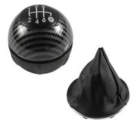 Pour Fiat 500 500C 2007-2018 5/6 Vitesses Soufflet Cuir Housse Protection Coffre Capuchon Brillant Pommeau Levier Vitesse Tête Pommeau levier vitesse(2pcs Carbon 6speed)