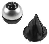 Pour Fiat 500 500C 2007-2018 5/6 Vitesses Soufflet Cuir Housse Protection Coffre Capuchon Brillant Pommeau Levier Vitesse Tête Pommeau levier vitesse(2pcs Silver 5speed)