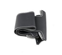pour Fiat pour Bravo pour Doblo pour Grande pour Punto pour Linea pour Qubo Tresse à la Main en Cuir perforé Garniture Couverture Volant de Voiture Housse de Volant(Black-White Line)