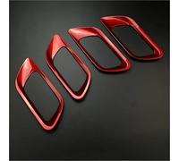 Pour FIT JAZZ 2014 2015 2016 2017 2018 LHDC1267ABS plastique poignée de porte intérieure de voiture cadre de cuvette garniture autocollant couverture 4 pièces/ensemble(Red)