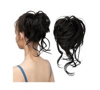Pour fixer et décorer les cheveux Postiche élastique synthétique bouclée en désordre, chouchou noir marron, bande de Chignon quotidienne, chignon beignet, faux cheveux naturels for femmes Pince à chev