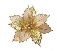 pour fleur de Noël Artificielle Tissu 24cm Décoration pour arbre | Tissu , design pour feuilles, diamètre 24cm, tige 15cm, insertion rapide arbre(gold)