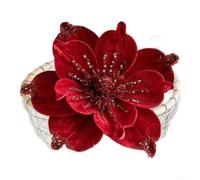 pour fleur pour magnolia Tissu pour Sapin de Noël 24x17cm pour(Red) | Réalisme exceptionnel, détail minutieux, centre de table attrayant, ambiance festive, 24x17cm