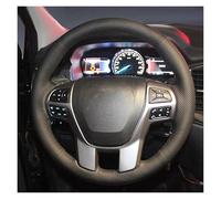 pour Ford pour Everest pour Ranger 2016-2019 Tresse Antidérapante Noir en Cuir Véritable Et Style Couverture Volant Voiture Intérieur De Voiture(A)