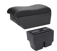 Pour Ford Pour Fiesta MK7 2009-2017 Boîte D'accoudoir De Voiture Accoudoir De Voiture Console Centrale Boîte De Rangement Surface Incurvée(A3 Black white 7USB)