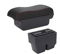 Pour Ford Pour Fiesta MK7 2009-2017 Boîte D'accoudoir De Voiture Accoudoir De Voiture Console Centrale Boîte De Rangement Surface Incurvée(C1 Black red NO USB)