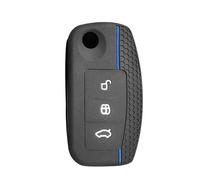 pour Ford pour Focus Mk2 pour C Max pour S-Max pour EcoSport pour Fusion Support du Couvercle Boîtier De Clé Voiture en Silicone Étui Clés(Blueline Round Set)