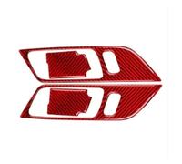 Pour Ford pour Mustang GT 2015-2021 fibre carbone style intérieur poignée porte voiture cadre décoration autocollants revêtement d'habillage Intérieure Voiture(A set(Red))