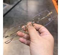 pour frameless Blue Light Glasses Metal Retro Style pour frameless(Golden)