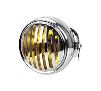 Pour GN125 Pour CG125 12 V Phare Avant Rond Rétro Universel Pour Moto Coque Noire Métal Noir(Silver Yellow Glass)