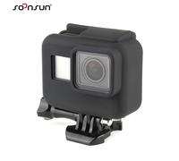 Pour GoPro Hero 5 Hero 6 Caméra w/Standard Cadre souple En Caoutchouc de Silicone Peau Housse De Protection Noir pour GoPro Hero5